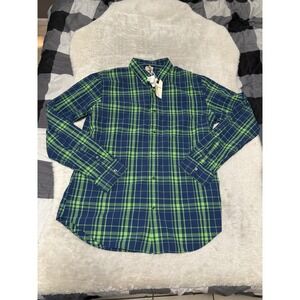 New Relwen Mens Blue Green Button Down Plaid Shirt Size XXL‎ NWT